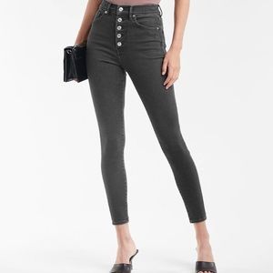 Super High Waisted Black Button Fly Skinny size 6 women's Express leggings NWOT